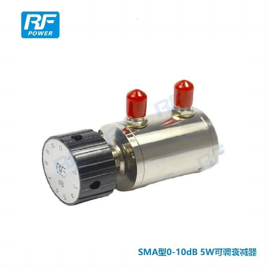 Stepper Single-Strand Attenuator 0-10dB1dB5W คู่มือ SMA Attenuator ปรับลูกบิดเชื่อมต่อประเภทหมุน 8TS