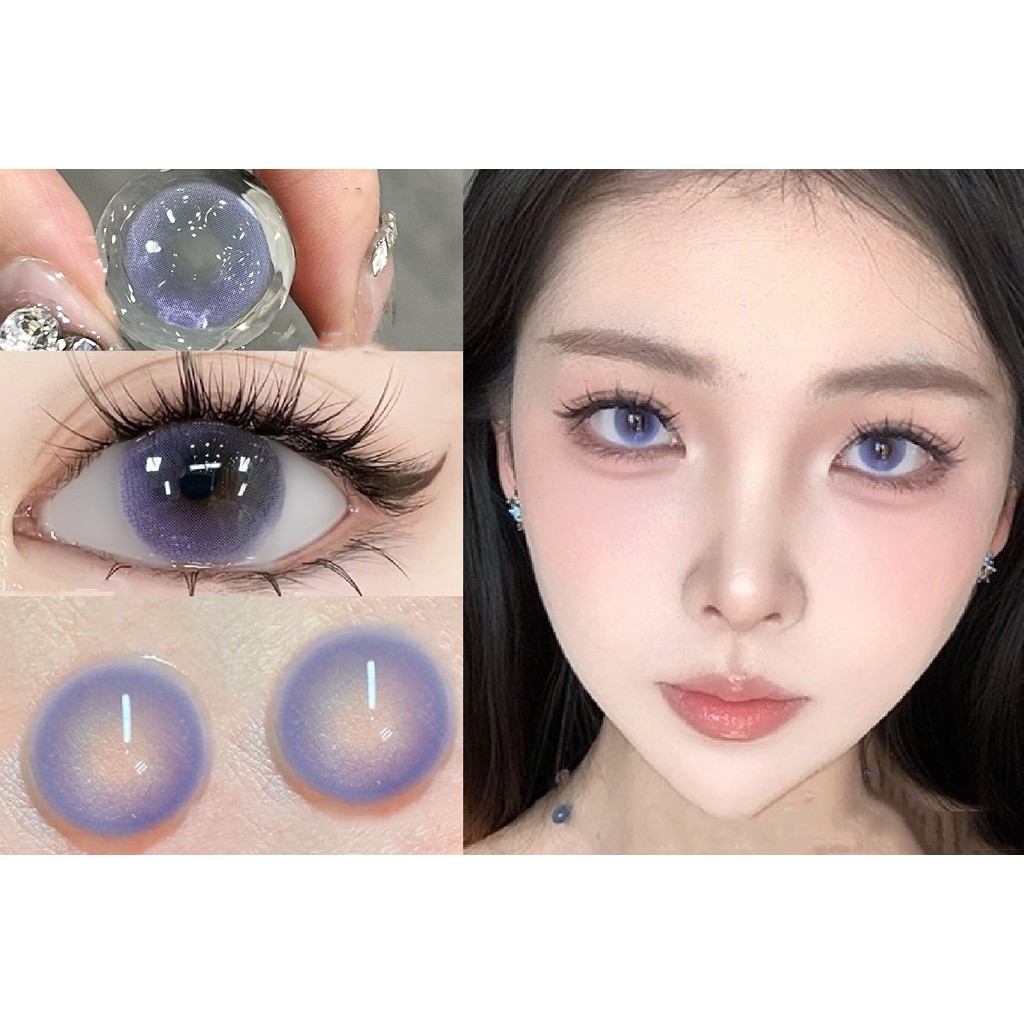 (1 คู่) YCZMENG ,OVOLOOK ยี่ห้อ ,14.20mm,Gdia:13.6mm,(เกรด 0-8), คอนแทคเลนส์ 6 เดือนใช้(สีม่วง)