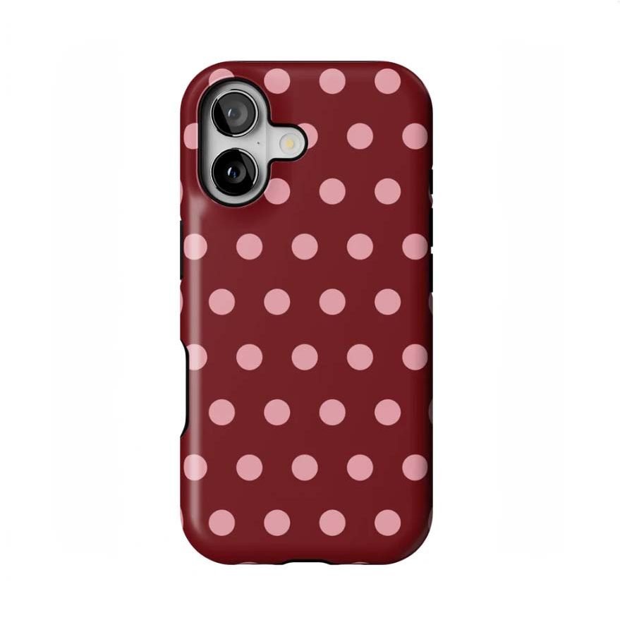 เคสโทรศัพท์ เหมาะสําหรับ iPhone สีน้ําตาลพื้นหลังแป้ง Polka Dot เหมาะสําหรับ iPhone17pro/16 2 in 1 1