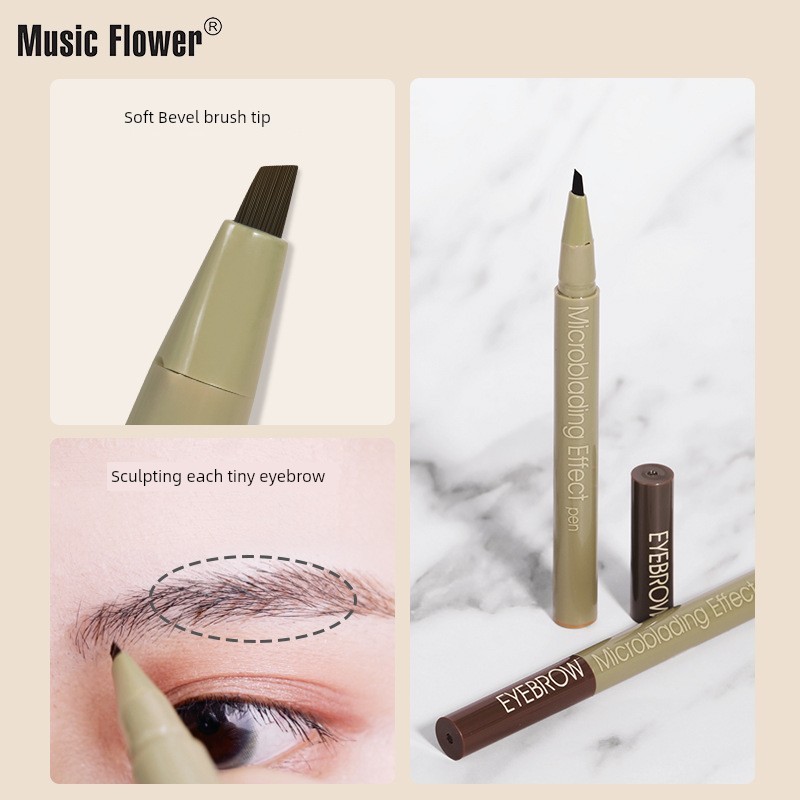 ปัดคิ้ว เจลปัดคิ้ว MusicFlower Liquid ดินสอเขียนคิ้วสไตล์ใหม่ Micro-Carved แปรงแนวทแยงกันน้ํายาวนาน 