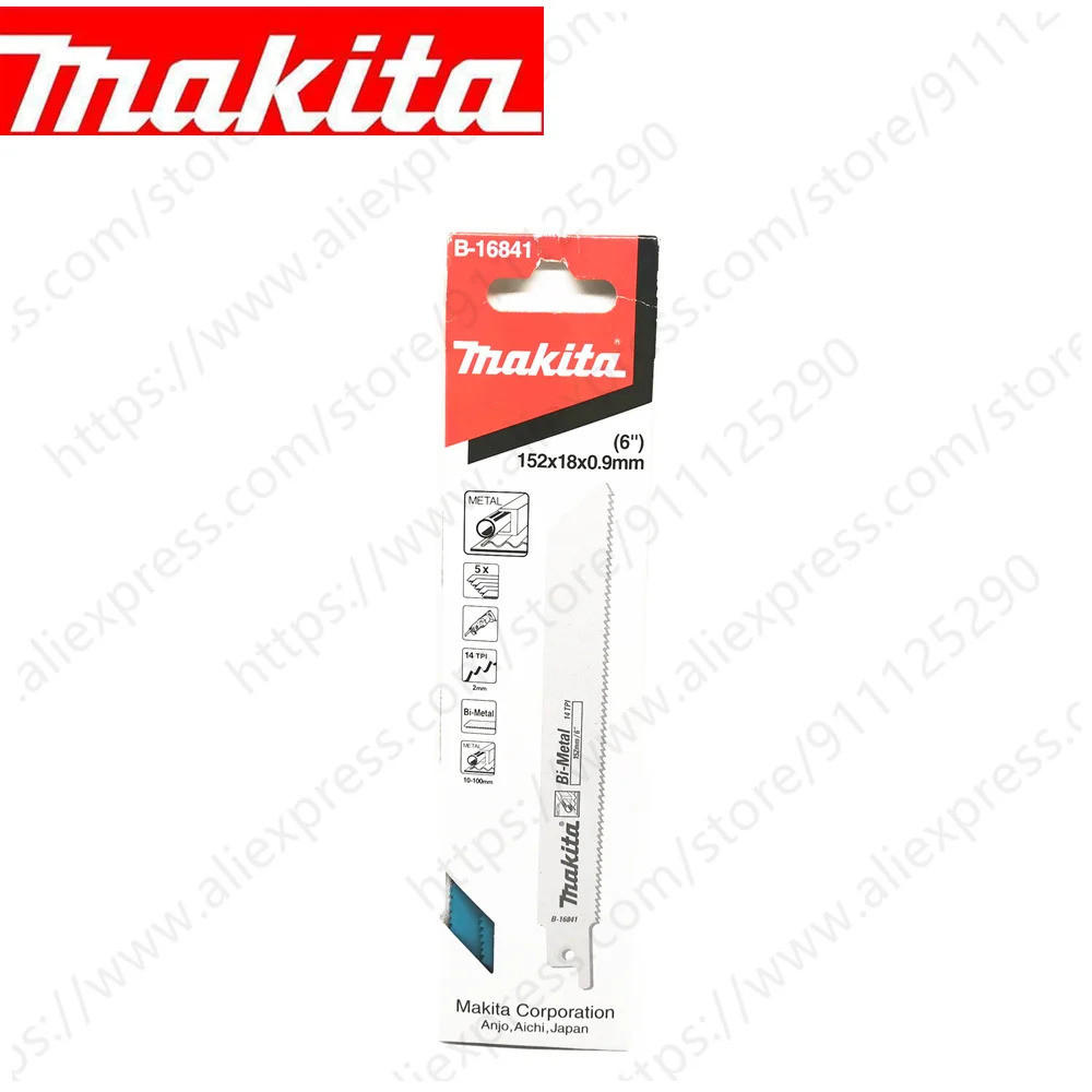 5 ชิ้น/เซ็ต Makita เลื่อยชักโลหะ 152*18*0.9 มม.สําหรับตัดแผ่นเหล็ก 3-8 มม.ท่อเหล็ก 10-100 มม.B-16841