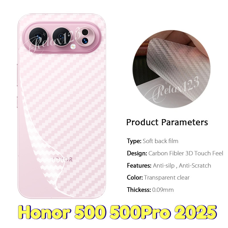 คาร์บอนไฟเบอร์กลับฟิล์มสําหรับ 500 Pro 5G Matte คาร์บอนไฟเบอร์ป้องกันหน้าจอสําหรับ HONOR 500 500Lite 500Pro Honor 500 Lite Honor 500 Pro Anti-Scratch สติกเกอร์ป้องกันฟิล์มนุ่ม