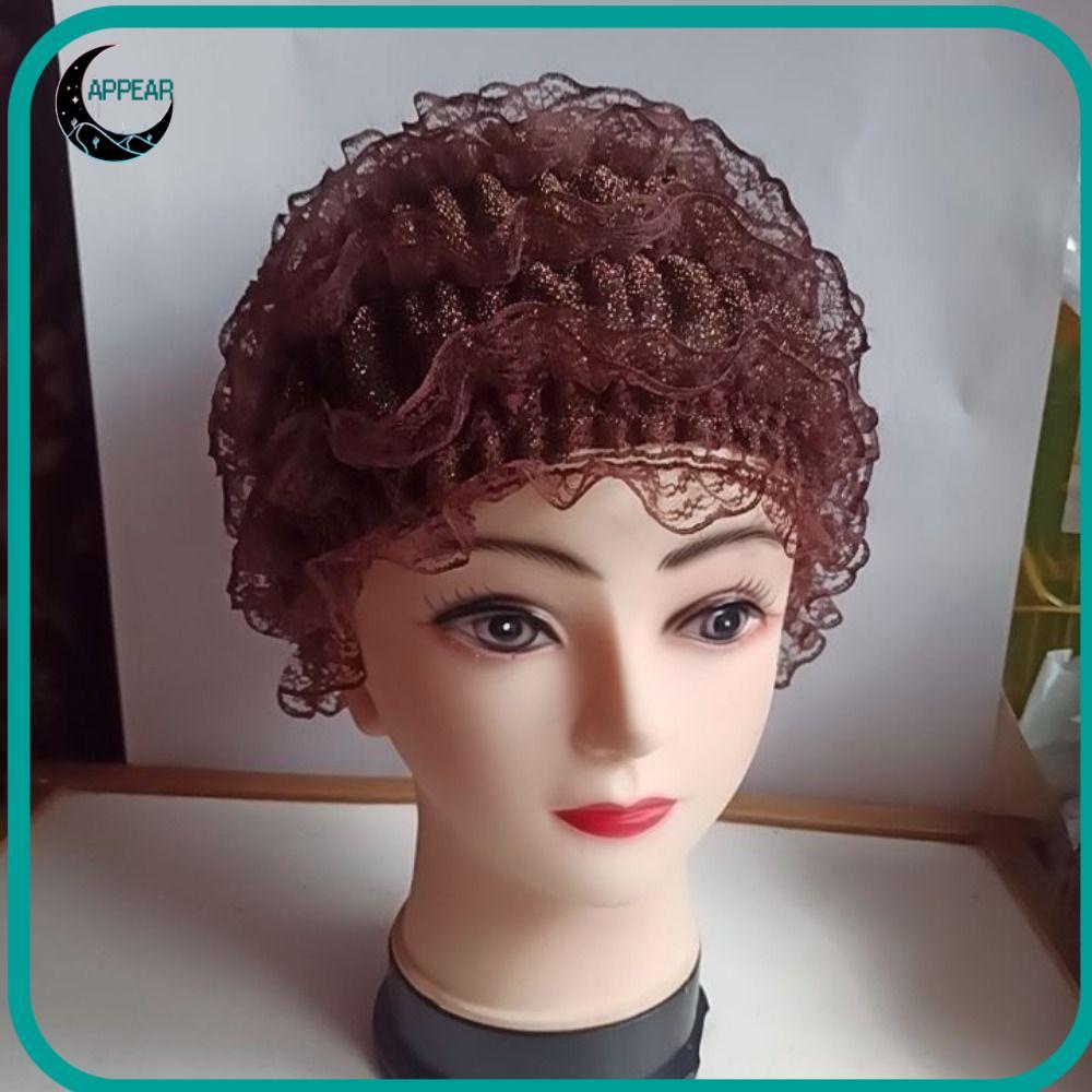 APPEAR Bonnet หมวกห่อหัวผ้าคลุมผมลายตาข่ายระบายอากาศได้ดี สำหรับผู้หญิง จากเส้นใยอะكرิลิค เป็นของขวัญสำหรับหมวกป้องกันแสงแดดหรือหมวกสำหรับคนป่วยมะเร็ง