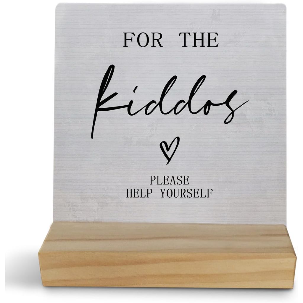 Wedding Decor, For The Kiddos Wedding Sign, Kids Wedding Activities Wood Desk Sign Plaque, Wedding F
