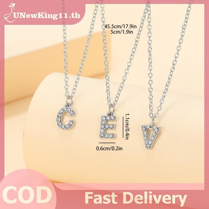 UNewKing แฟชั่น Shining AZ จี้ Charm สร้อยคอ 26 ตัวอักษรเริ่มต้นชื่อ Clavicle Chain Party เครื่องประ