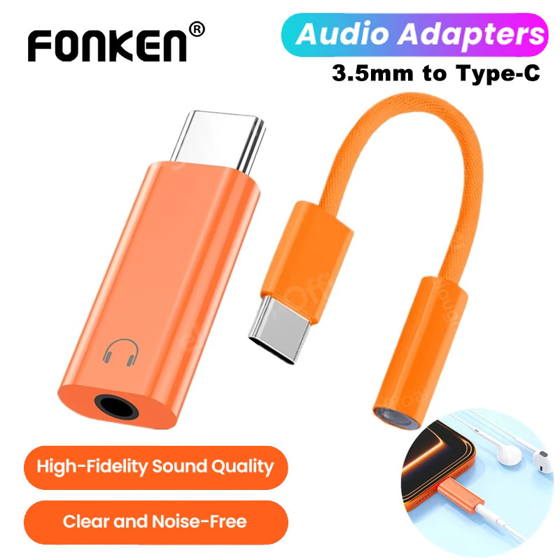 Fonken แจ็ค 3.5 มม.ถึง USB-C อะแดปเตอร์เสียง 3.5 มม.หญิงประเภท C ชายหูฟังอะแดปเตอร์สาย DAC Digital C