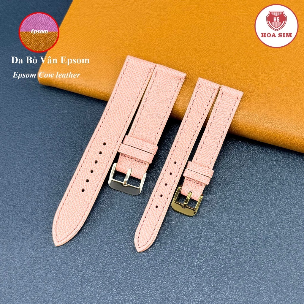[สีชมพู] (ไม่เบาะ) เอปซอม เมล็ดพืช สายนาฬิกาหนังวัวแท้ ฟอร์มบาง โบ-79 ขนาด 10 12 13 14 15 16 17 18 19 20 21 22 24มม