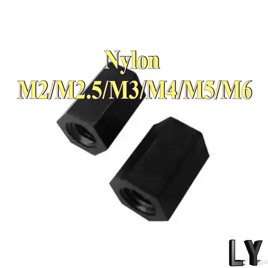 คอลัมน์ไนลอนหัวแบนหกเหลี่ยมแกนผ่านคู่, คอลัมน์แยก, คอลัมน์รองรับพลาสติกสีดํา, คอลัมน์สเปเซอร์ M2/M2.