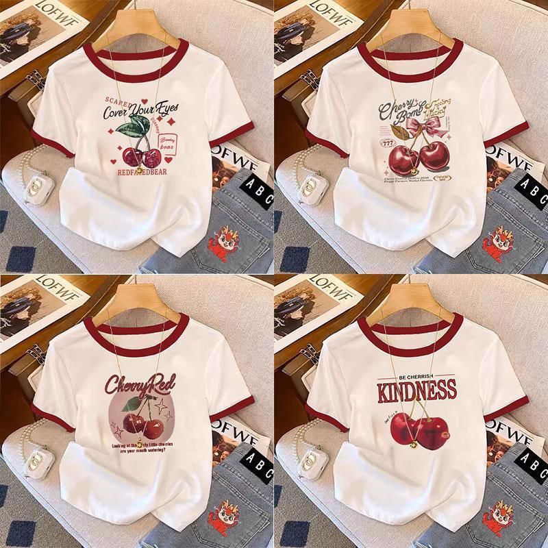 เสื้อยืดสำหรับสาวอวบ ลายน่ารัก แขนสั้น คอกลม รูปแบบหลากหลายความหลากหลายของรูปแบบเสื้อตรุษจีนผู้หญิงเสื้อยืดสวยๆผู้หญิงเส