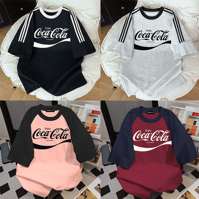 Top.street [COD] เสื้อยืด oversize cotton100% เสื้อแฟชั่น ใส่สบาย ไม่ต้องรีด 'COCA COLA' สไตล์ลำลอง unisex