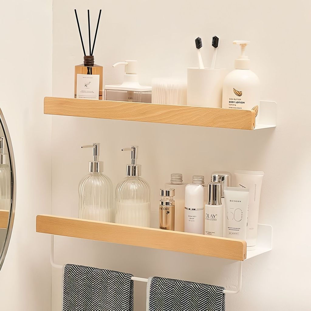 New Product#Solid Wood Bathroom Shelf Bathroom Washstand Wall Storage Rack Toilet Washstand Shelf Wa