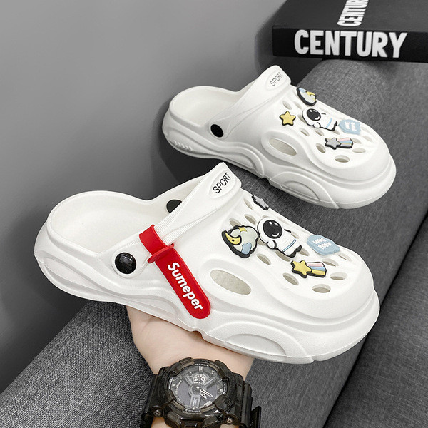 sketchers official รองเท้าพื้นหนาโฟม รองเท้ามีรูสำหรับผู้หญิงรองเท้าแตะปิดหัวสำหรับใส่ข้างนอกในฤดูร้