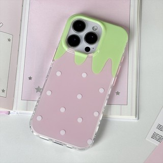 น่ารักสตรอเบอร์รี่สีชมพู Polka Dot เคสโทรศัพท์สําหรับ IPhone 17 Pro 16 15 14 13 12 11 Pro Max 16e XR XS Max 7 8 Plus ฝาครอบ