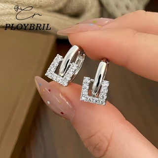 PLOYBRIL💕ต่างหูเพชร Small Cube ต่างหูเงินแท้ ต่างหูแฟชั่น ตุ้มหูห่วง ตุ้มหูเงินแท้ ต่างหูเงิน ตุ้มหูเงิน E009
