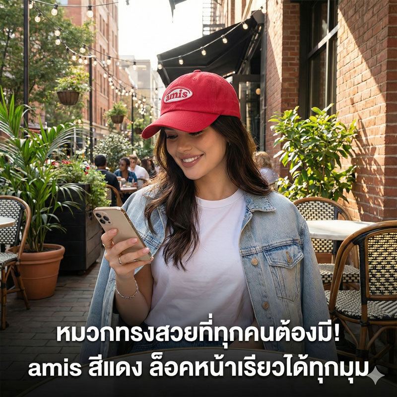 หมวกแก็ป amis หมวกแฟชั่นสไตล์เกาหลี ทรงสวย ใส่แล้วหน้าเรียว เพิ่มลุคชิค ปรับขนาดได้ ใส่สบายทุกวัน