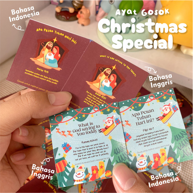 Christmas Rub Gold Verse สําหรับของที่ระลึกโบสถ์ / Bible Verse Scratch / ของขวัญคริสเตียนคาทอลิก