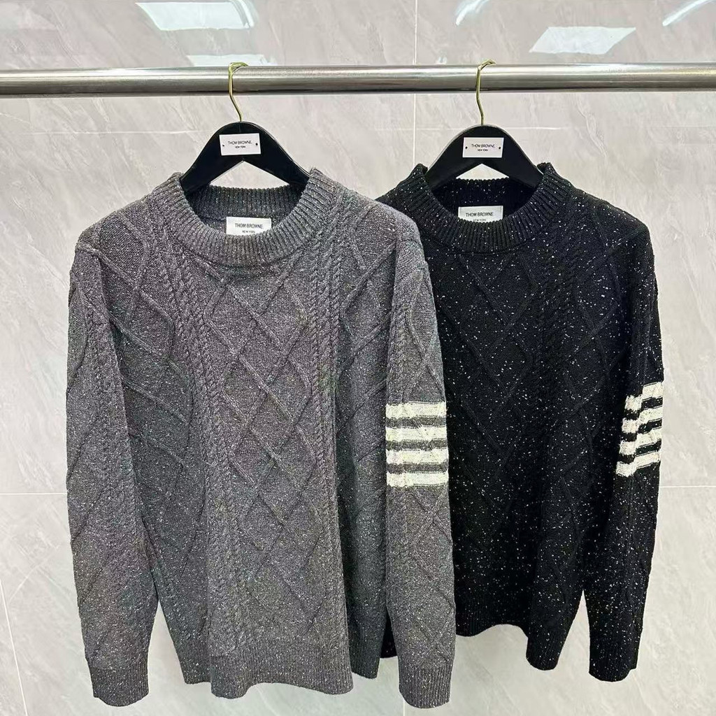 เสื้อสเวตเตอร์คอกลมแขนยาว Thombrowne แบบ casual all-match สำหรับผู้ชายและผู้หญิง