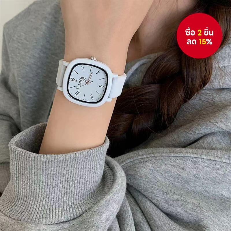 Jelly Color Quartz Watch Square Case Luminous Hands Digital Scale Preppy Style สําหรับผู้หญิง