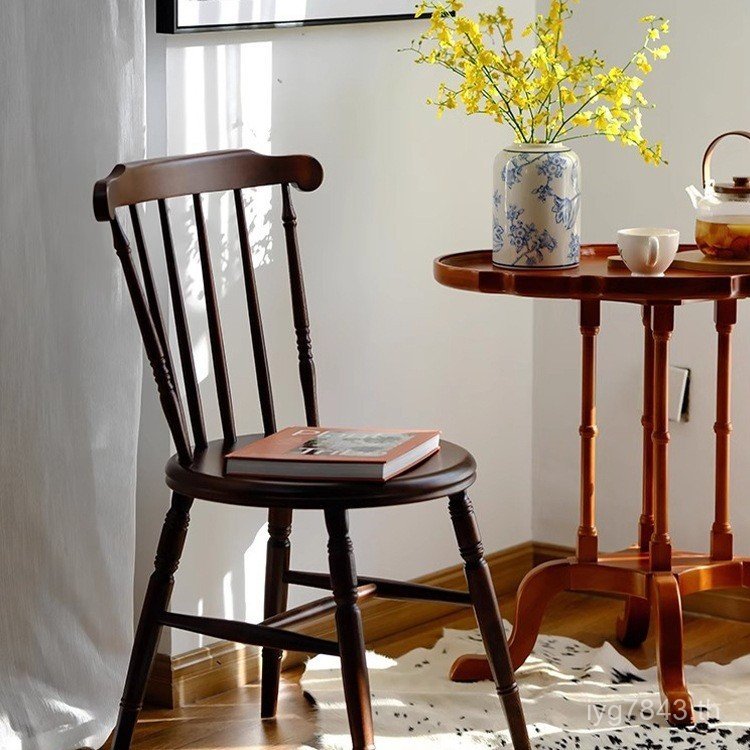 Aiwensa เก้าอี้ Retro ไม้เนื้อแข็งภาษาฝรั่งเศสคํา Influencer พนักพิง Lonely สไตล์ Designer ร้านกาแฟข