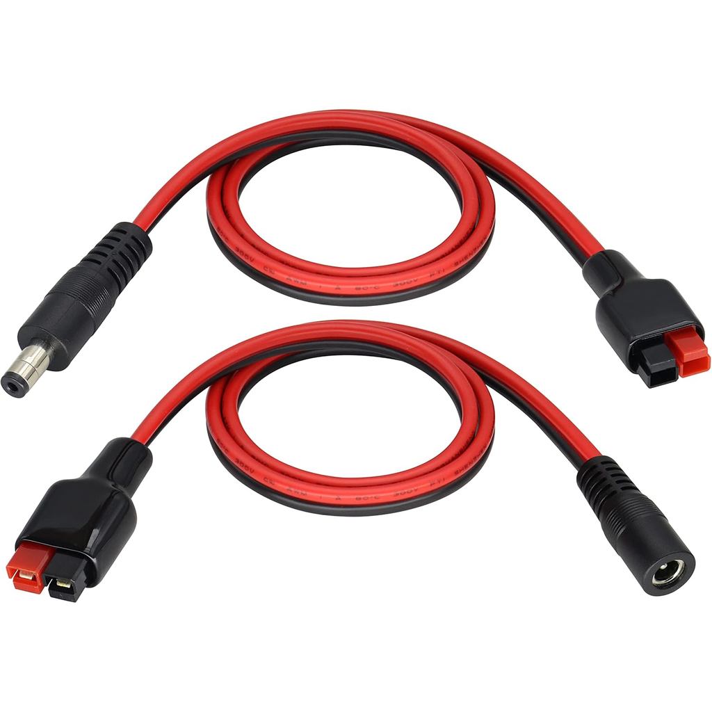 14AWG DC 5521Male/Female Power Plug to an-der-Son Cable 45A Solar Connector to DC5.5X2.1MM Cable Com