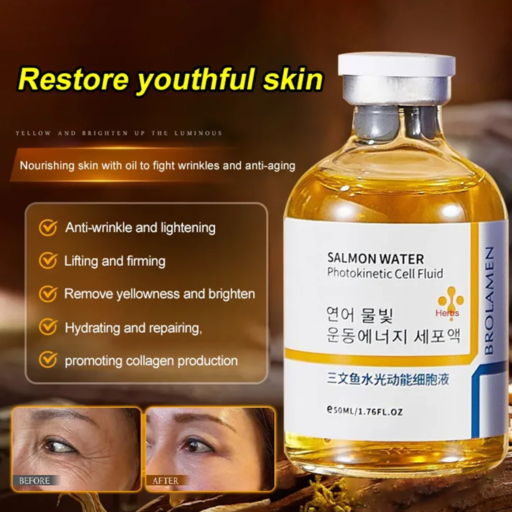 สารสกัดปลาแซลมอน Anti-Wrinkle Essence 50ml Anti-Wrinkle & Hydrating Facial Essence Infuses พลังงานเรืองแสงสําหรับผิวอ่อนเยาว์สําหรับผิวอมตะ