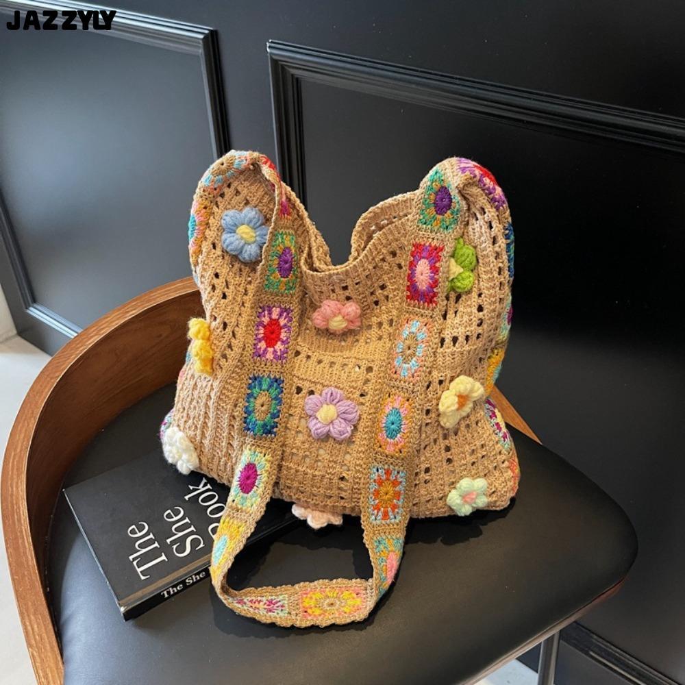 กระเป๋าสะพายข้าง JAZZYLY สไตล์โบฮีเมียน วินเทจ ถักมือหลากสี มีความจุมาก