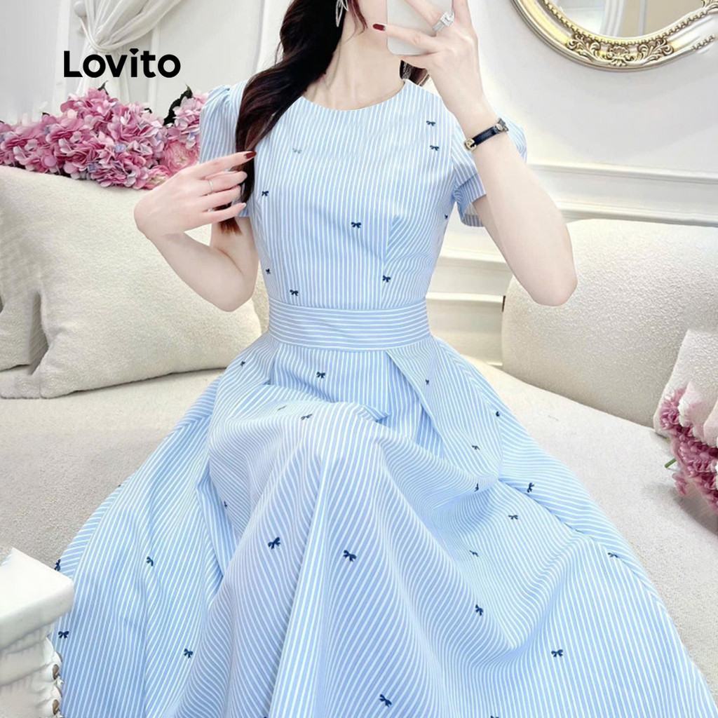 เดรสคอกลมพิมพ์ลาย - DRB165P2D781