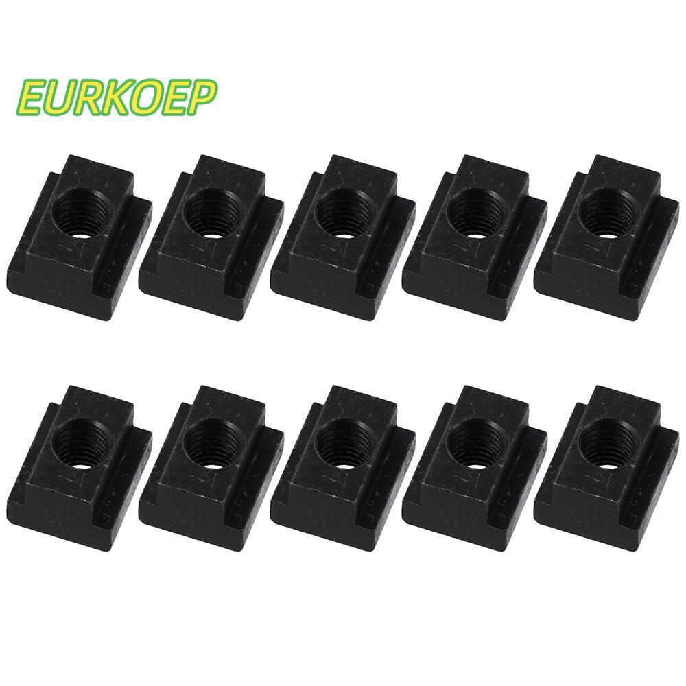 MAILE 10 ชิ้นแตะผ่านสล็อตถั่ว,เหล็กคาร์บอนสีดําออกไซด์ T Slot Nuts, M6 M8 M10 M12 เฟอร์นิเจอร์ถั่ว