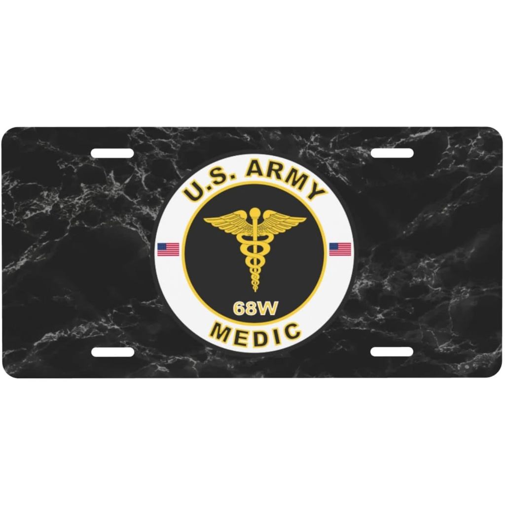 US MOS 68W Medic ป้ายทะเบียนอลูมิเนียมด้านหน้าส่วนบุคคลเหมาะสําหรับเล่นกลางแจ้ง 6 X 12 นิ้ว