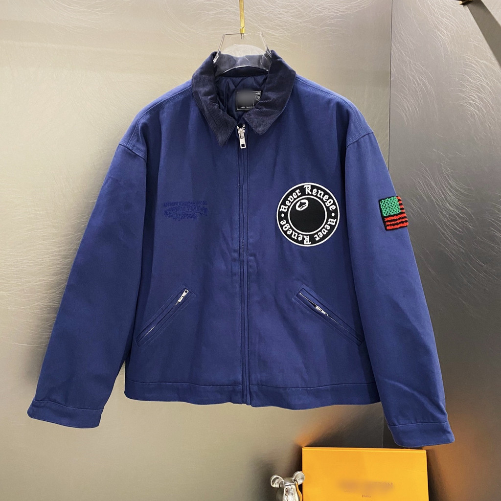 1X9N Stu X Joint Name SS25 Round shape on the chest logo Embroidered Zipper American Retro Baseball 