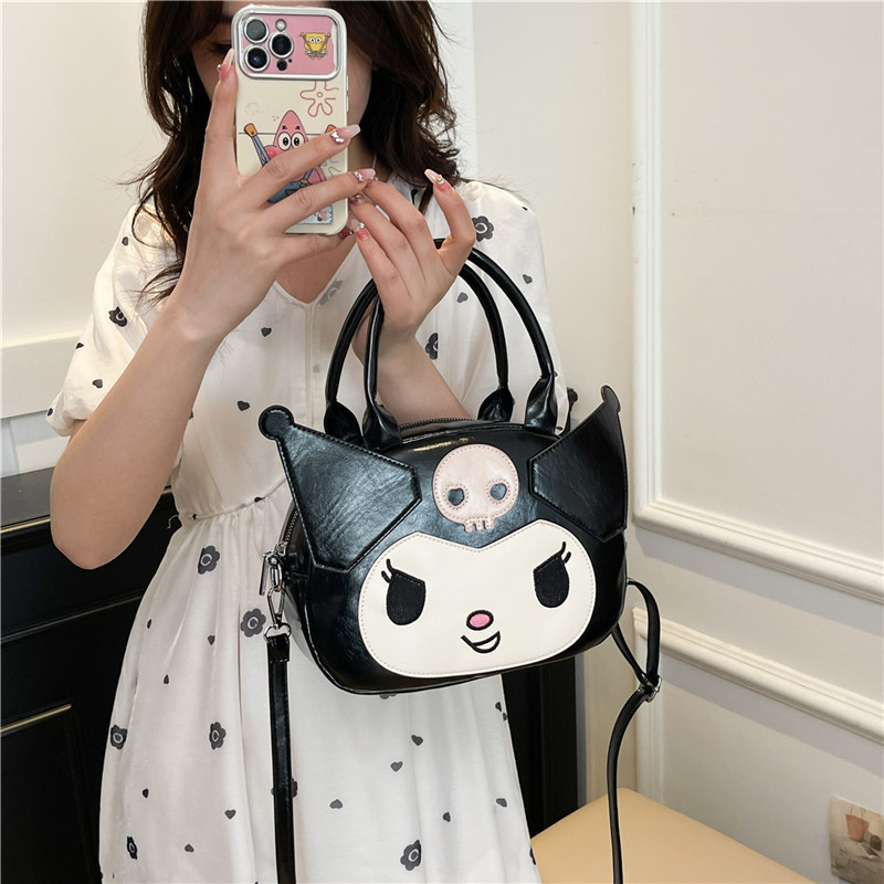 ใหม่น่ารัก Kuromi หนังการ์ตูนกระเป๋าสะพาย High-End Casual All-Match Cross-Body Bag