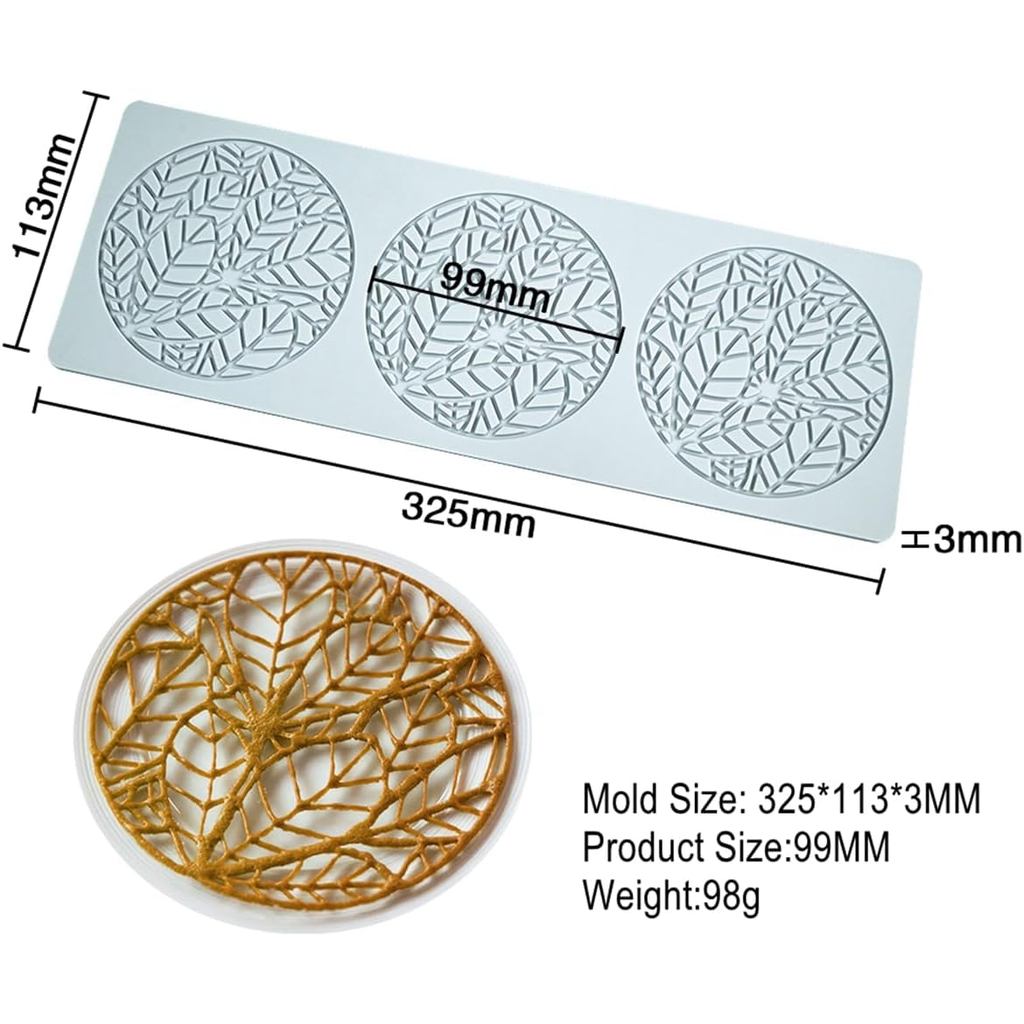 TUKE Silicone Tuile Mold Ring Leaf Molds Silicone Fondant Tuile Molds Leaves Hollow 3D Chocolate Can