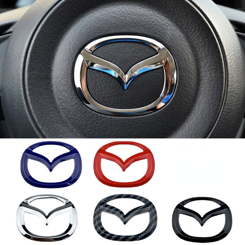1 PC Auto พวงมาลัยรถสแตนเลสโลโก้สติกเกอร์ Trim สําหรับ Mazda 2 3 5 6 CX5 Demio CX3 CX30 MX5 CX7 8 32