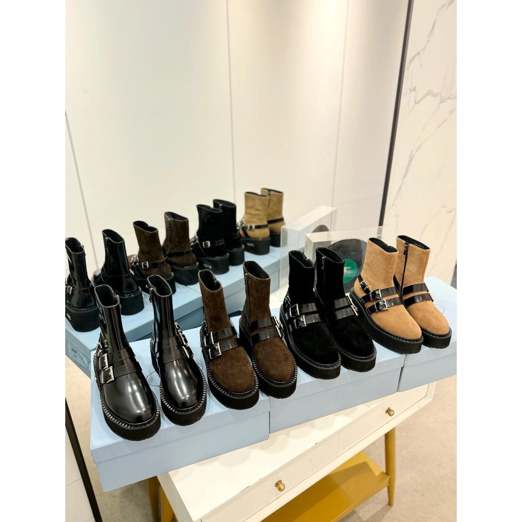Daigou เกรด PD 2034 ฤดูใบไม้ร่วงฤดูหนาวล่าสุดสไตล์สุภาพสตรีหนาSoledรองเท้าสั้นขายร้อน Martin BOOTS,ร
