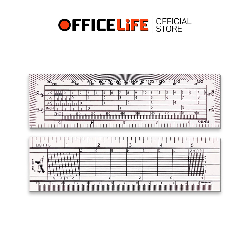 ไม้โปรแทรกเตอร์ ไม้โปร รุ่น AIRPLANE (เครื่องบิน) สีขาว ขนาด 6 นิ้ว / 14 cm. ( 12 อัน )