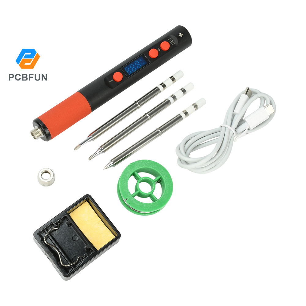 Pcbfun USB หัวแร้งแบบพกพาอัจฉริยะ QC/PD แหล่งจ่ายไฟ protocol 180-500 ° C อุณหภูมิรุ่นชาร์จ