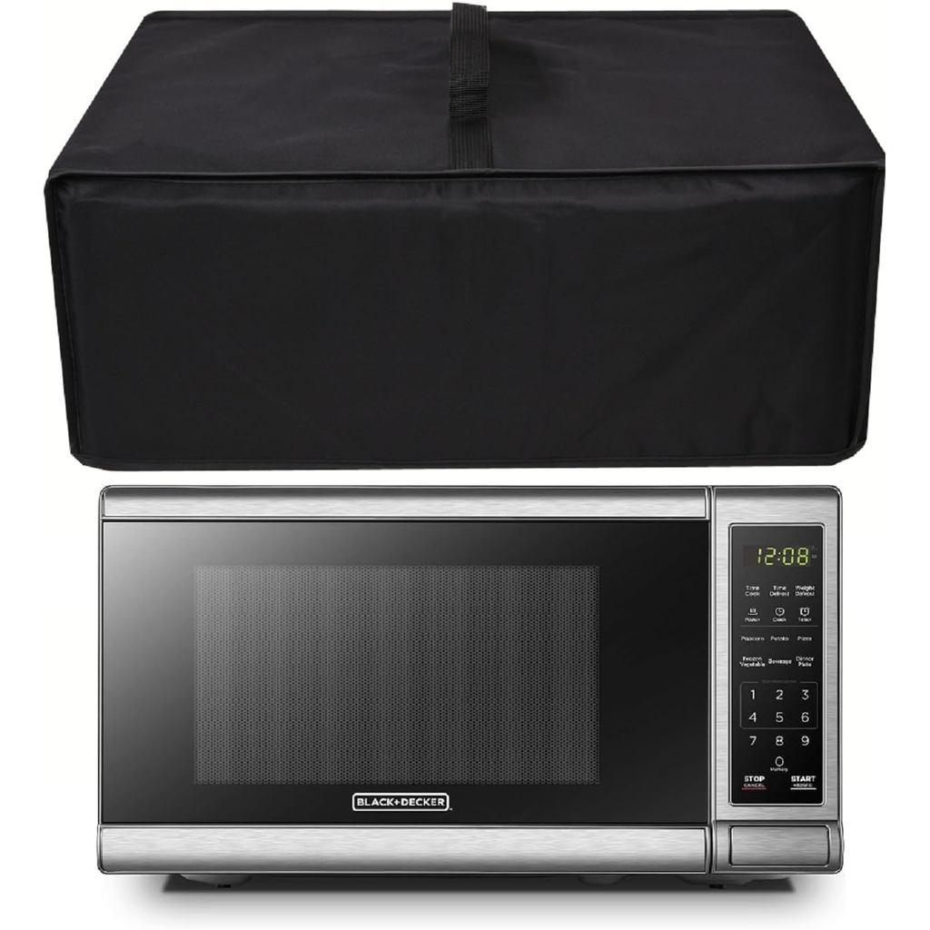 0.7 Cu.ft เตาอบไมโครเวฟฝาครอบกันฝุ่น,600D ไนลอนกันน้ํา,เข้ากันได้กับสีดํา + DECKER EM720CB7 เตาอบไมโ