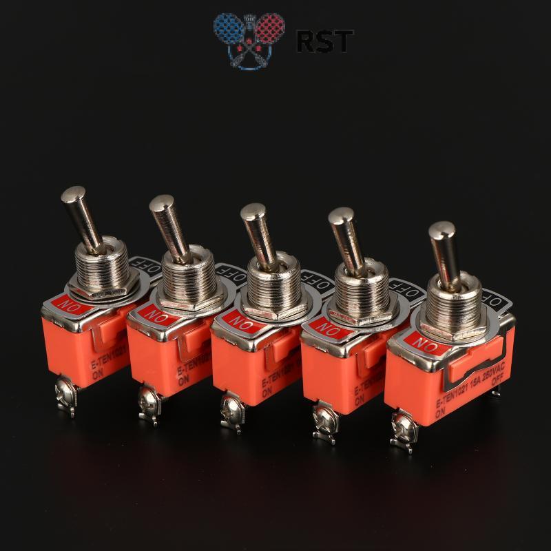 RunSabailTWO 5pcs SPST DPDT 250V 15A Toggle Switch 2 ตําแหน่งสลักเปิด-ปิด-เปิด E-TEN1322 1021 1122 1