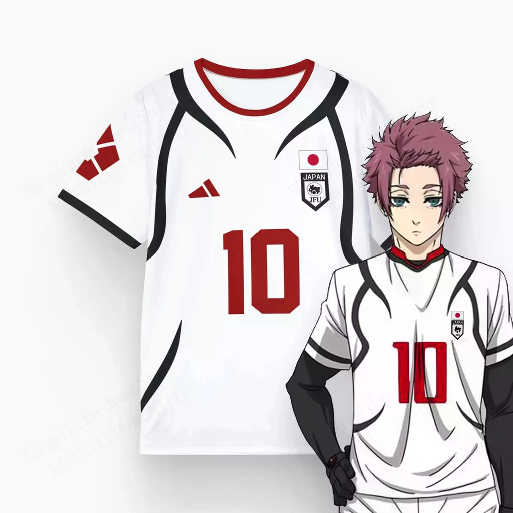 Mens Anime Jersey Blue Lock Sae Itoshi บทบาทเล่น 3d พิมพ์เสื้อยืดผู้ชายผู้หญิงแฟชั่นขนาดใหญ่แขนสั้นเ