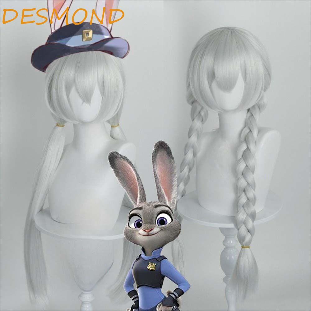 วิกผม Judy Hopps จาก Zoo Tycoon สำหรับคอสเพลย์ - สไตล์ผมยาวผสมสีเงินและเทา