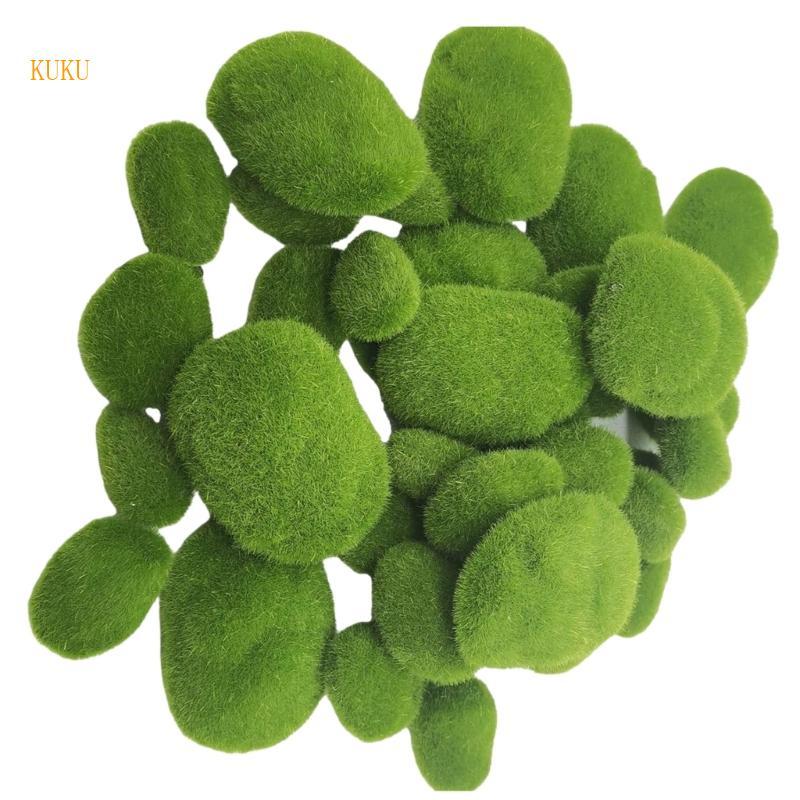 KU * 40PCS สมจริง Moss Rock Soft PVC Miniature Garden Decors หินสําหรับ DIY ฉากออกแบบ