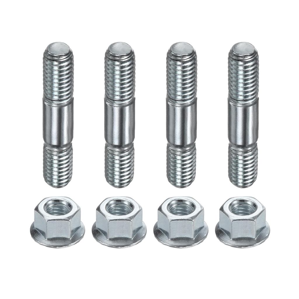 4 ชุด Chainsaw Guide Bar Studs & Bar Nuts M8 x 1.25 ด้ายเหล็กแมงกานีส Double End Bar Studs สําหรับ E