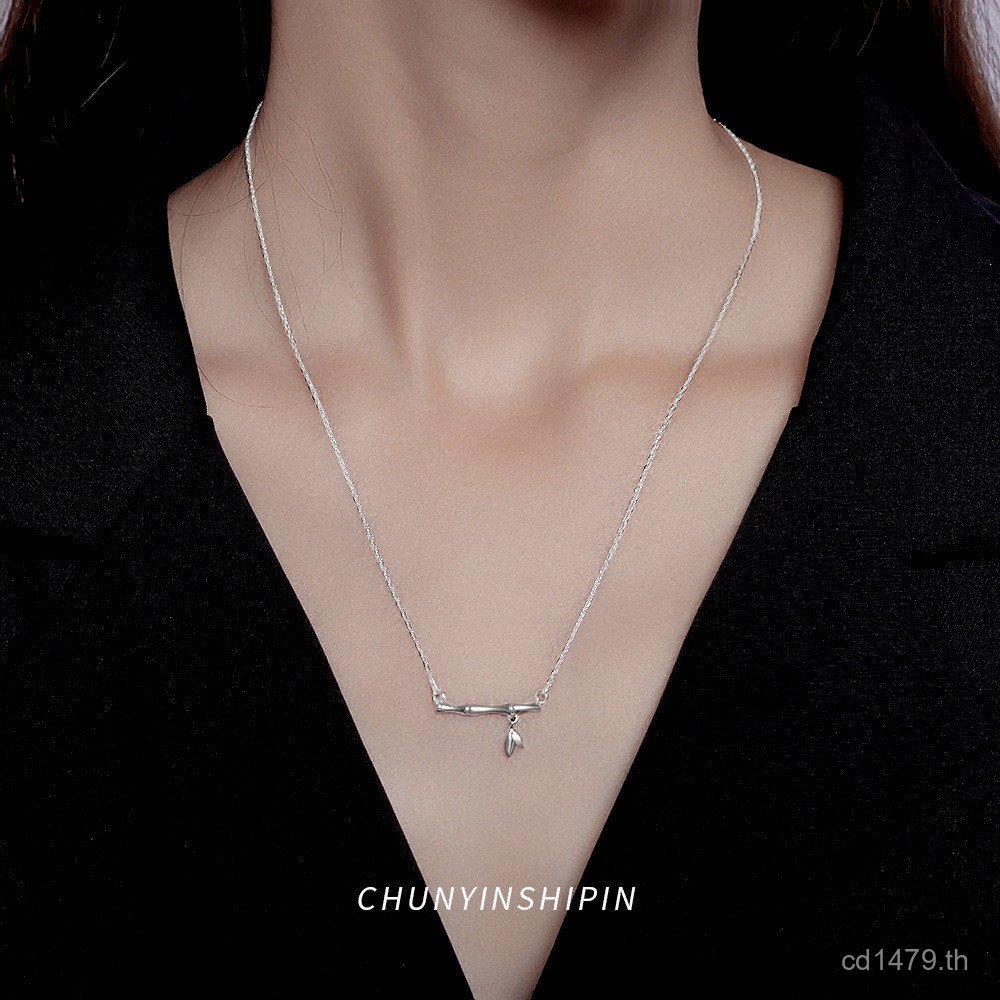 ไม้ไผ่ Influencer หญิงเงินสเตอร์ลิงสไตล์จีนหรูหราไม้ไผ่ Niche s925 ออกแบบสร้อยคอเครื่องประดับ Simple