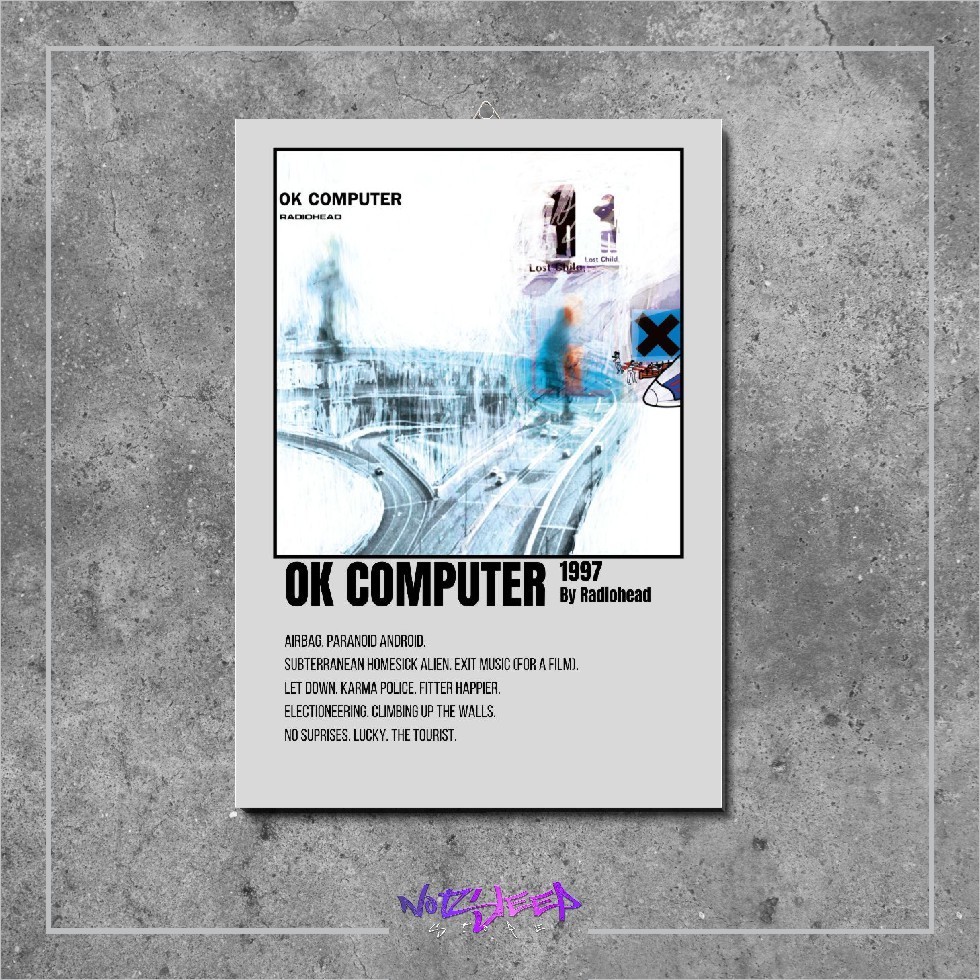 Wooden Wall Poster Cover Music Album OK โปสเตอร์คอมพิวเตอร์โดย Radiohead