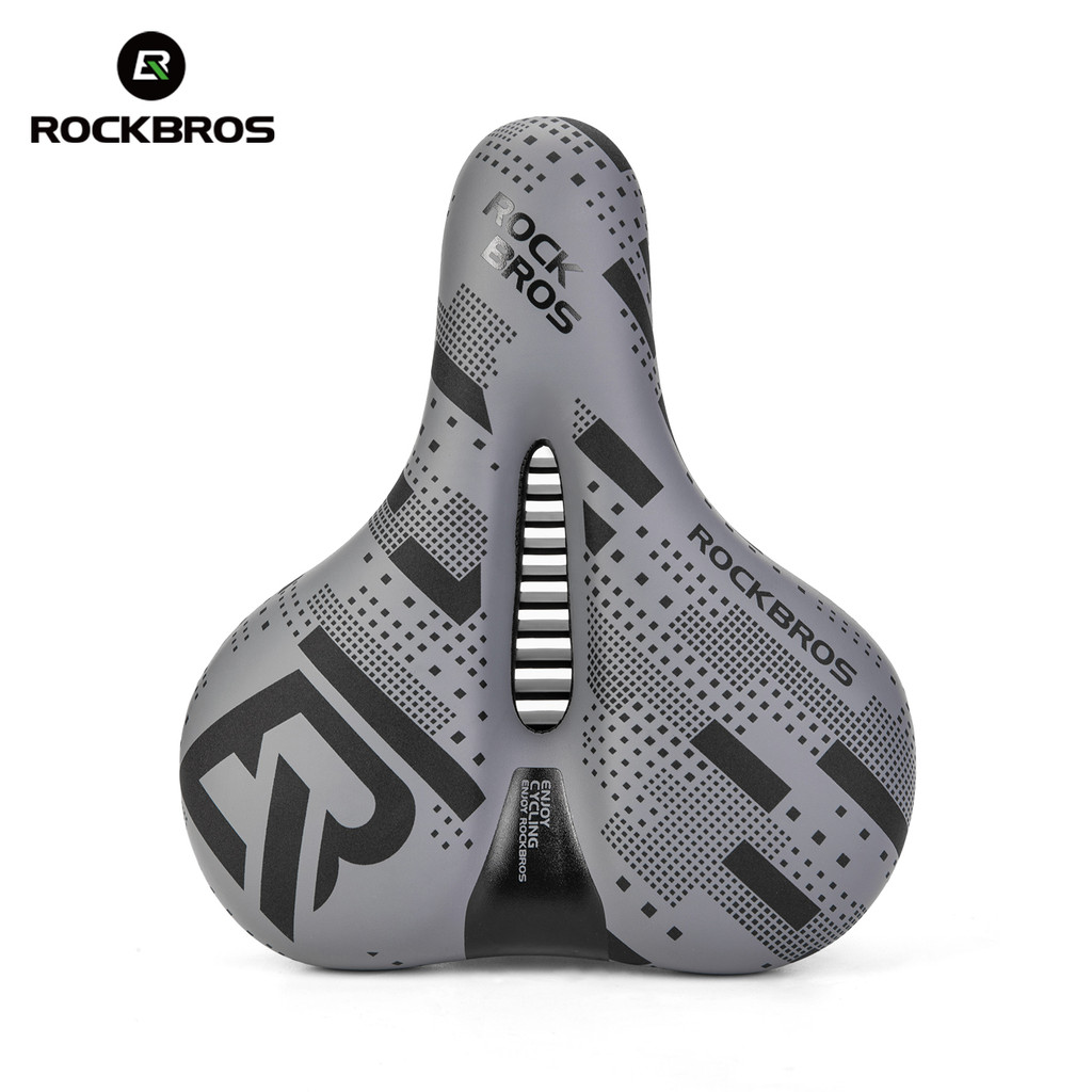 ROCKBROS เบาะจักรยานกว้าง 21 ซม. โฟมหนาแน่นสูง ซับแรงกระแทก 2 ชั้น ร่องกลางระบายอากาศ หนัง PU สำหรับ MTB/จักรยานเมือง — صورة 4