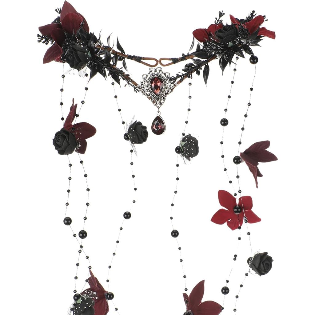 MOSTORY Fairy Flower Crown Headpiece - Floral Elf Crown Woodland Flower Circlet for Women Renaissanc