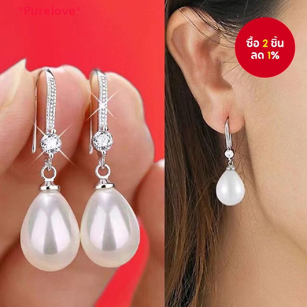 ผู้หญิงต่างหูหยดน้ํารอบรูปไข่สีแดงสีขาวเลียนแบบมุกเครื่องประดับของขวัญแต่งงาน