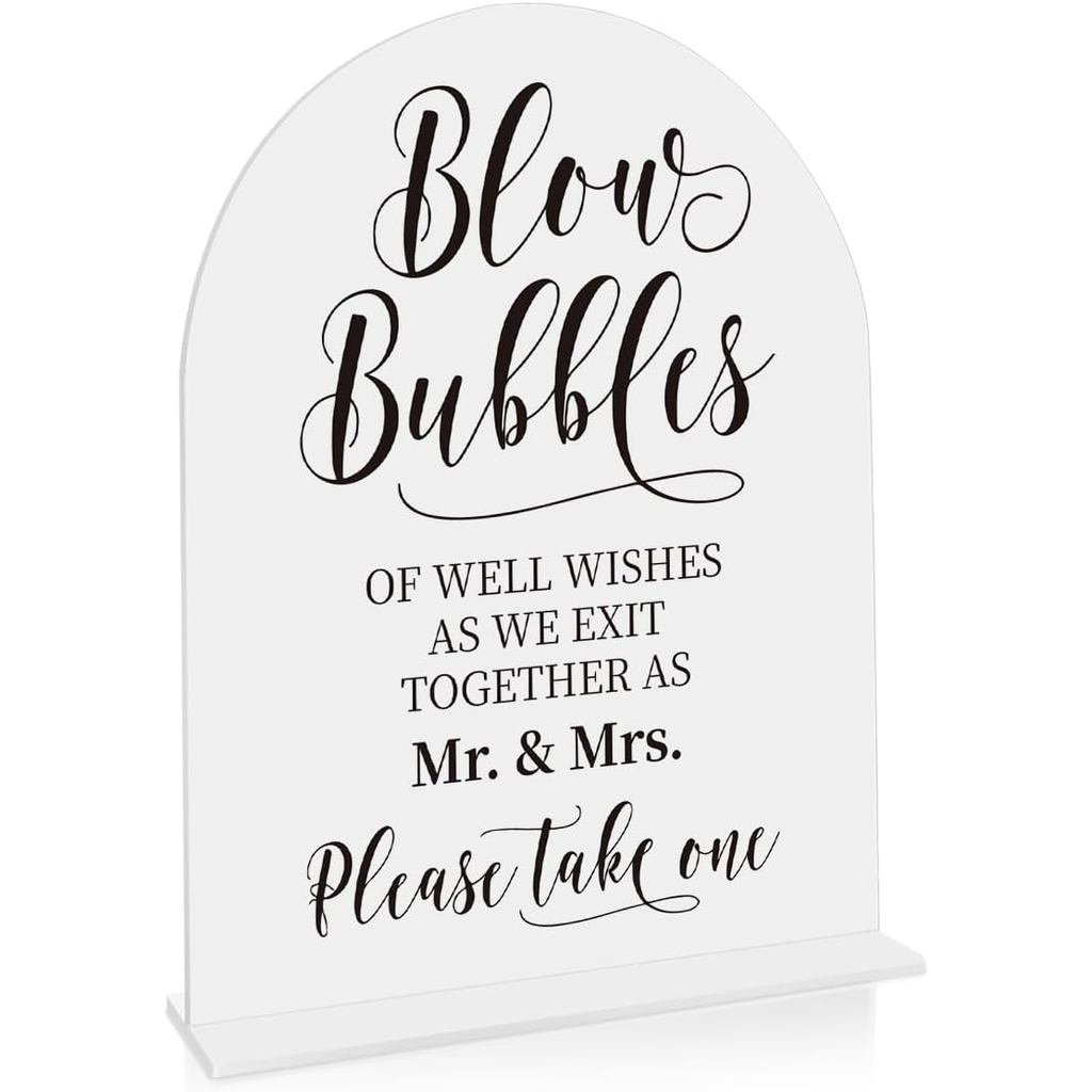 Wedding Blow Bubbles Sign, Blow Bubbles Desk Decor, Wedding Ceremony Party Reception Table Desk Acry