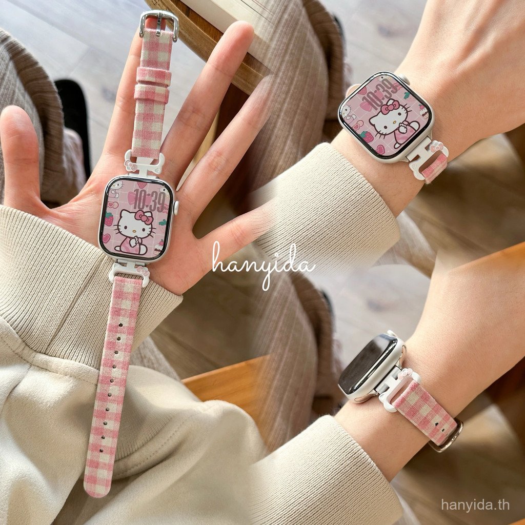 Macaron ลายสก๊อตน่ารัก KT Cat สําหรับ Huawei Watch Fit 4 pro FIt 4 Smartwatch สายรัดข้อมือแม่เหล็กสําหรับ Huawei Watch Fit 3 นาฬิกาสร้อยข้อมือ