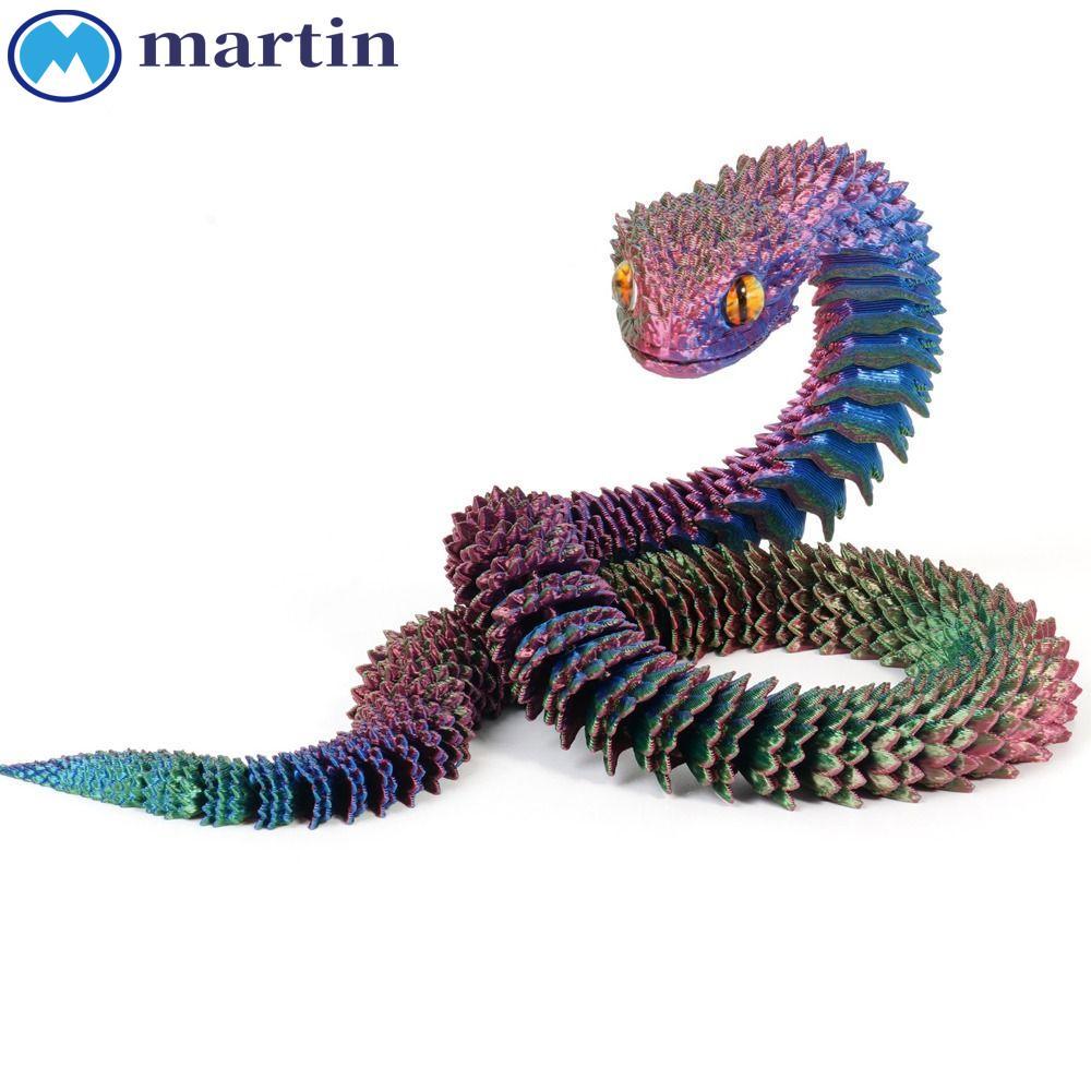 MARTIN 3D พิมพ์งูของเล่น,สมจริงMulticolor จําลองงูเครื่องประดับ,จีนปีงูหมุนได้ PLA 30/45/60 ซม.จําลอ